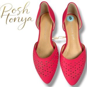 Madden Girl D'Orsay Pink Pointed Toe Ballet Flats Size 6 Cutout Modern Feminine